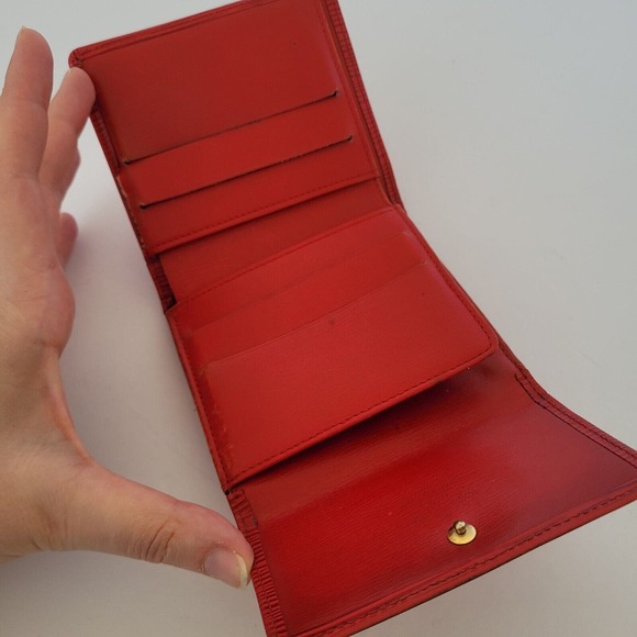 Louis Vuitton Vintage 1995 Epi Leather Wallet Red Medium Trifold Elise Retro - Picture 3 of 15